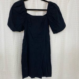 Abercrombie & Fitch Black Linen Puff Sleeve Dress sz XXS Tall NWT